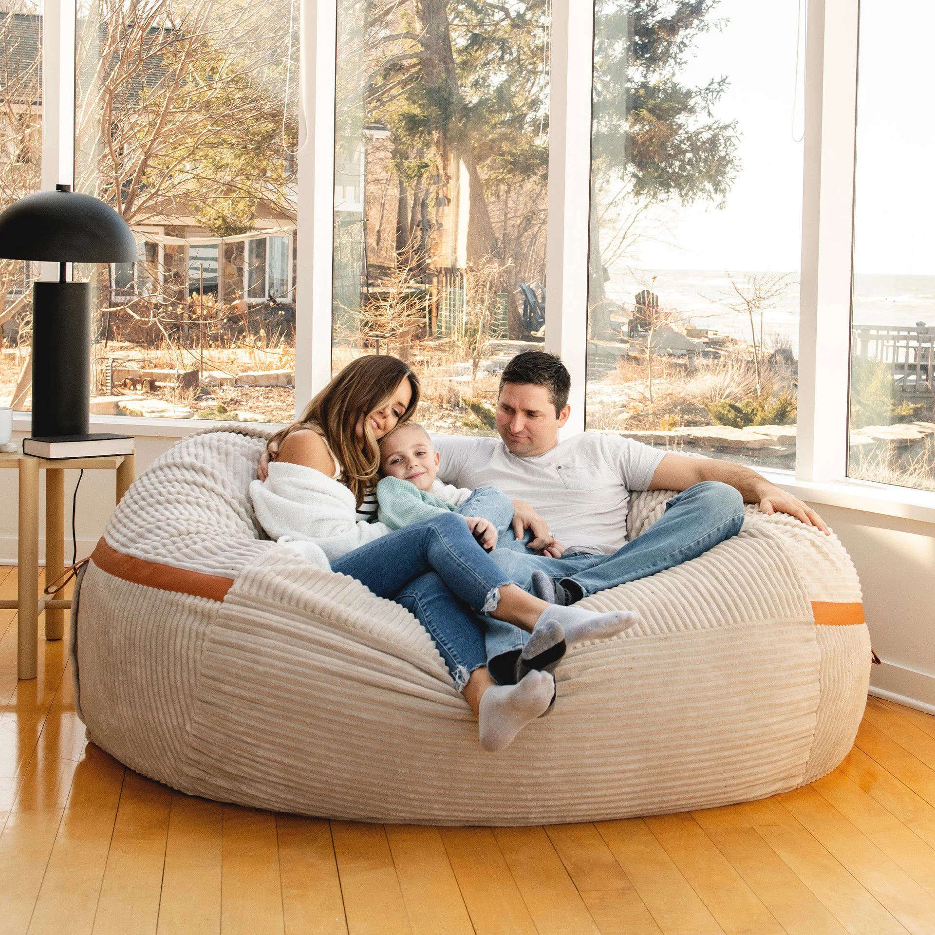 Big Joe Fuf giant beanbag in vanilla latte corded plush