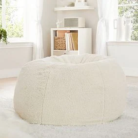 Pottery Barn Teen Sherpa Ivory beanbag collection; pictured size not specified